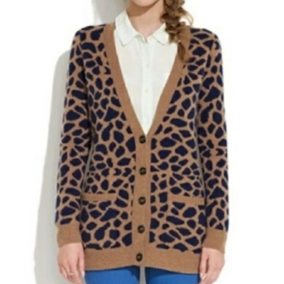 WALLACE animal print cardigan v-neck long sweater - Picture 8 of 9